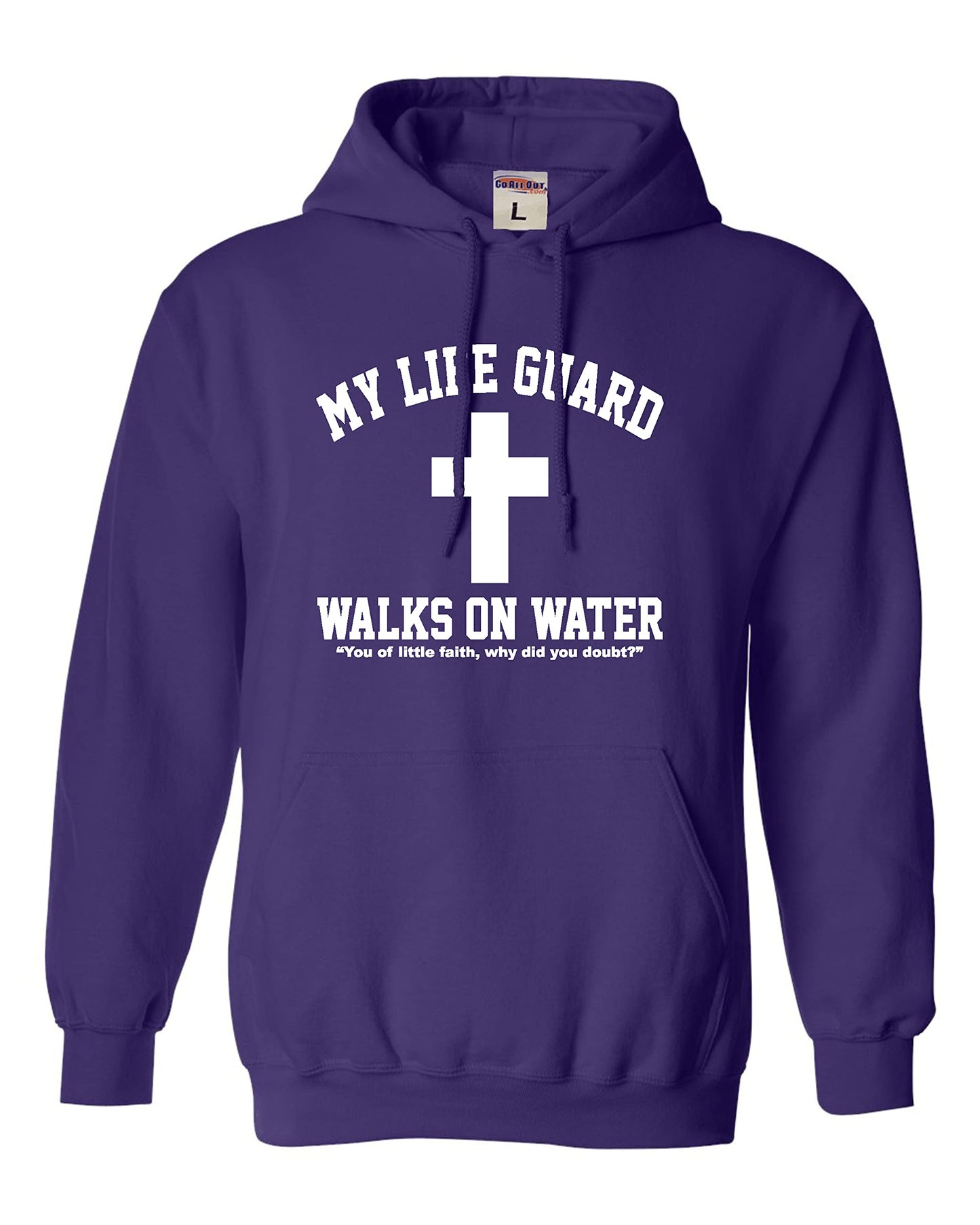 Go All Out Large Red Mens Jesus Walks On Water Christian Easter Gift Idea Sweatshirt Hoodie