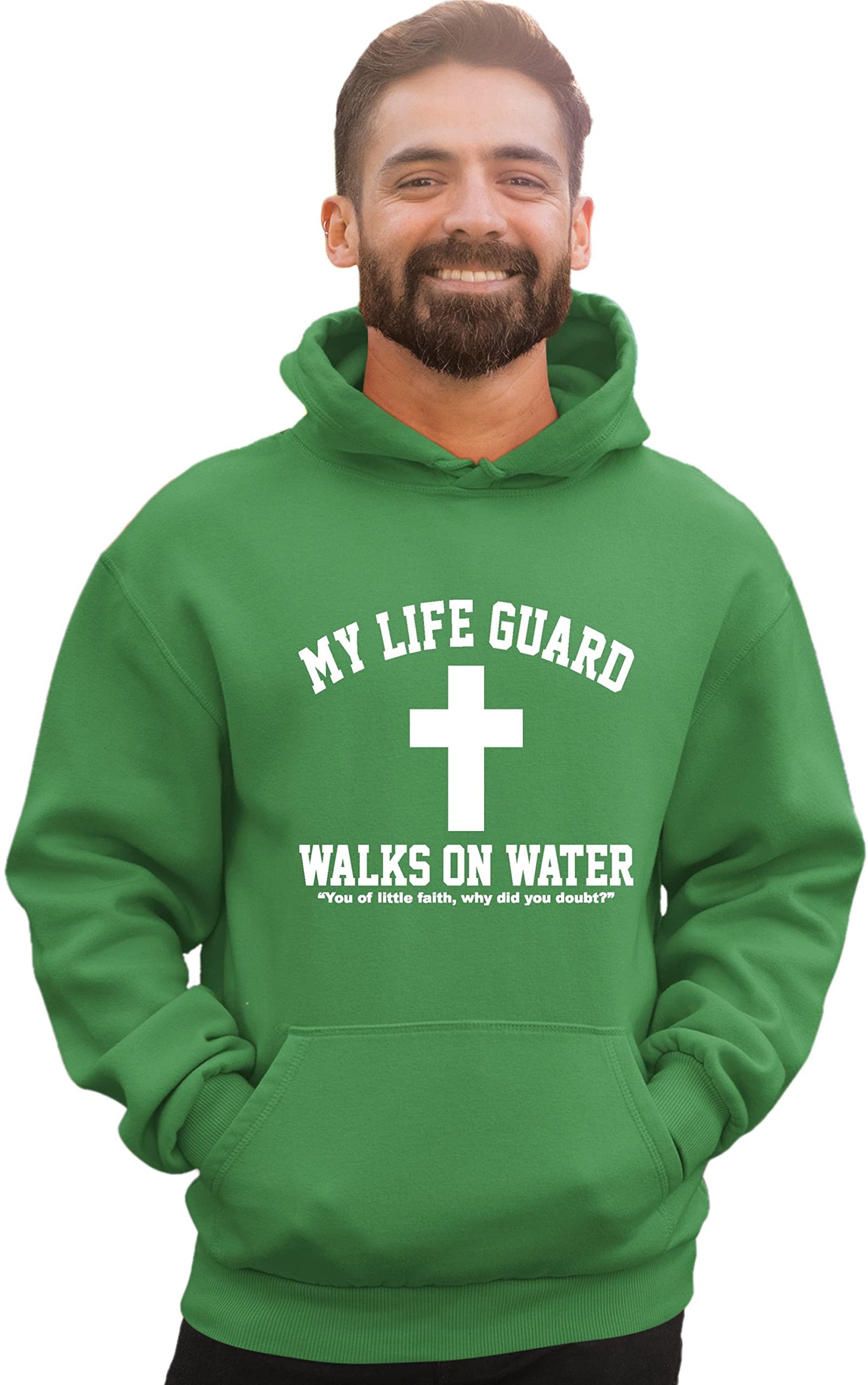 Go All Out Large Red Mens Jesus Walks On Water Christian Easter Gift Idea Sweatshirt Hoodie