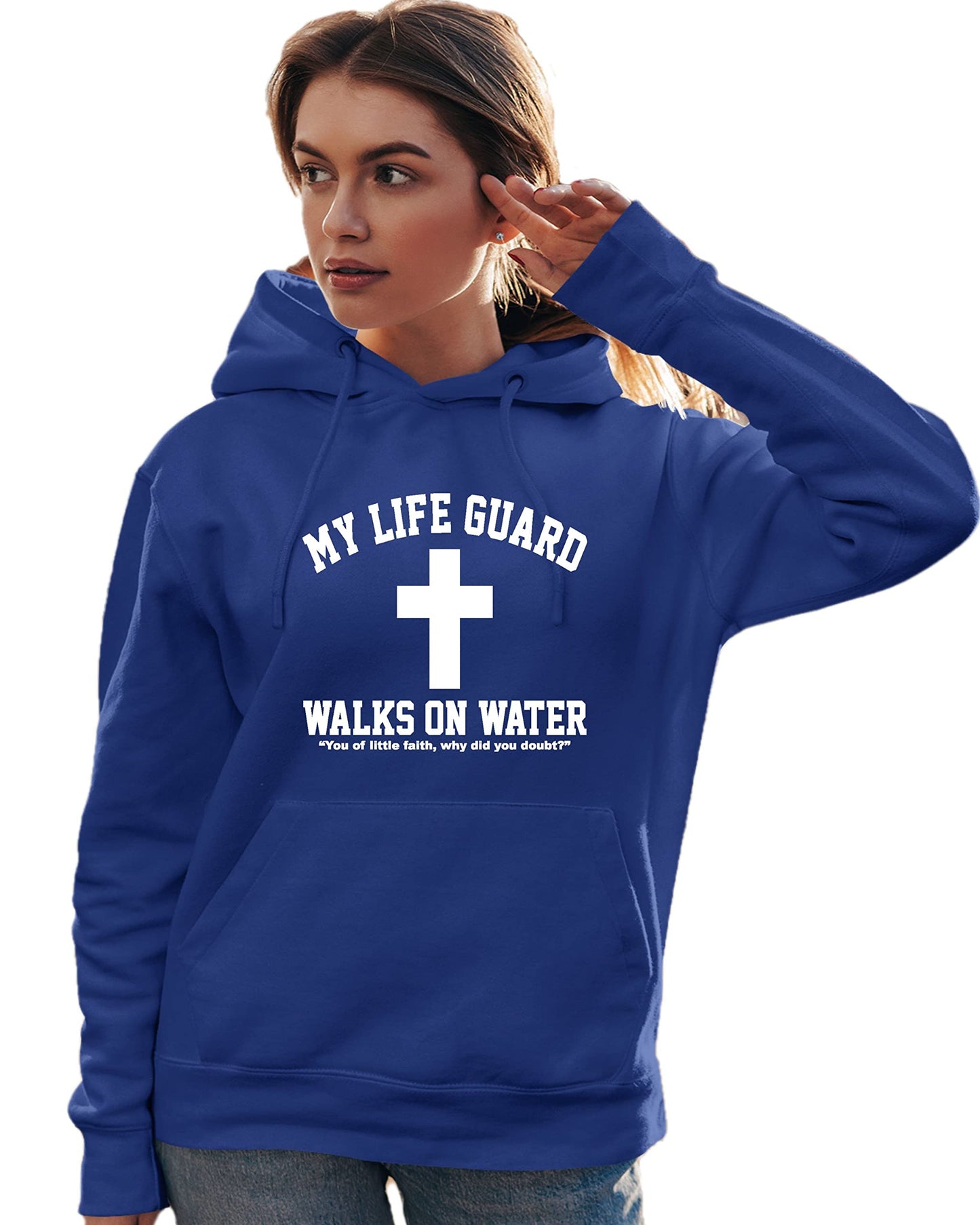 Go All Out Large Red Mens Jesus Walks On Water Christian Easter Gift Idea Sweatshirt Hoodie
