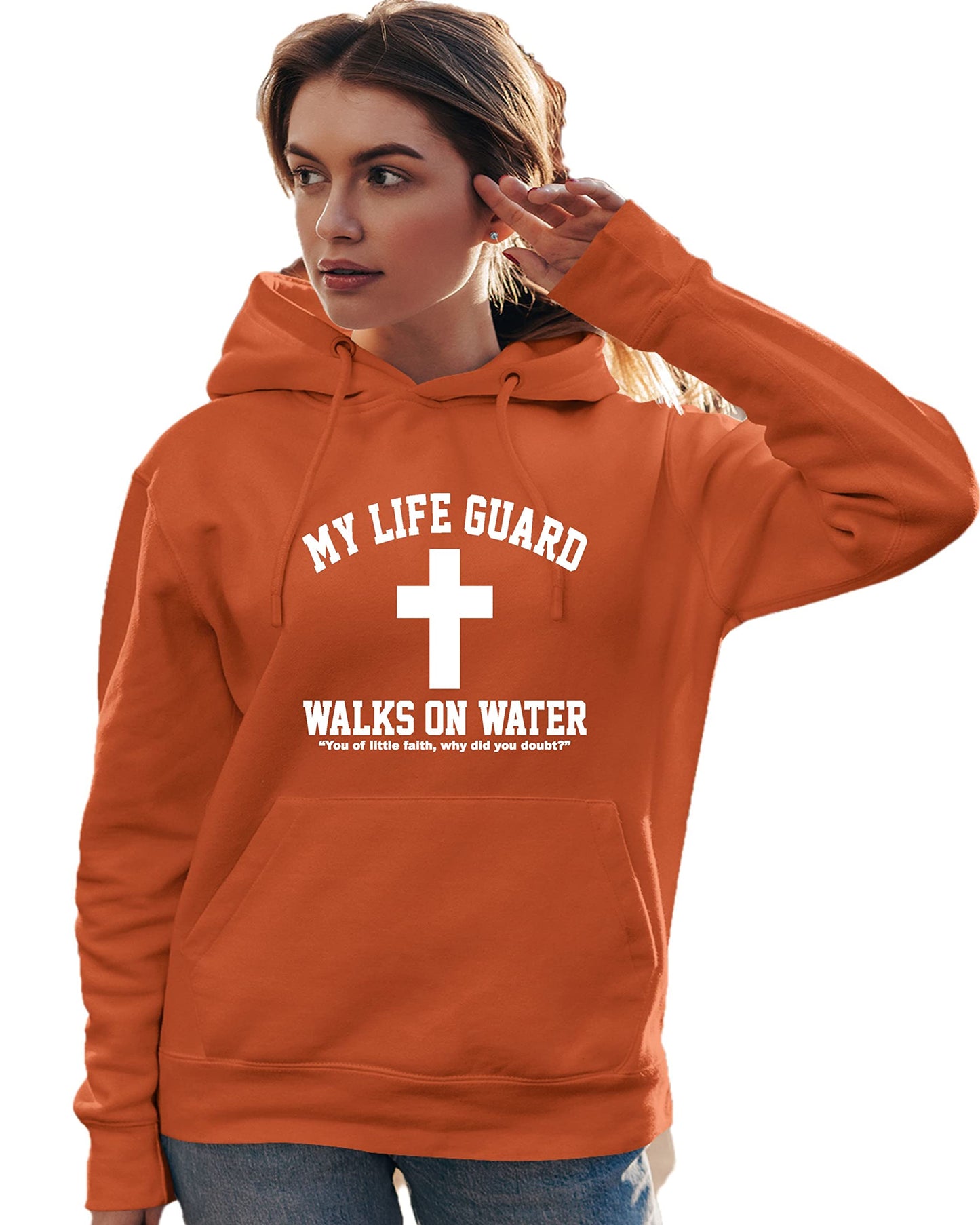 Go All Out Large Red Mens Jesus Walks On Water Christian Easter Gift Idea Sweatshirt Hoodie