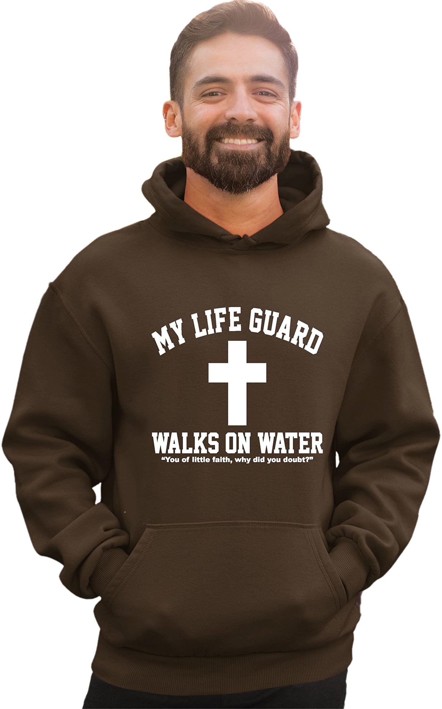 Go All Out Large Red Mens Jesus Walks On Water Christian Easter Gift Idea Sweatshirt Hoodie