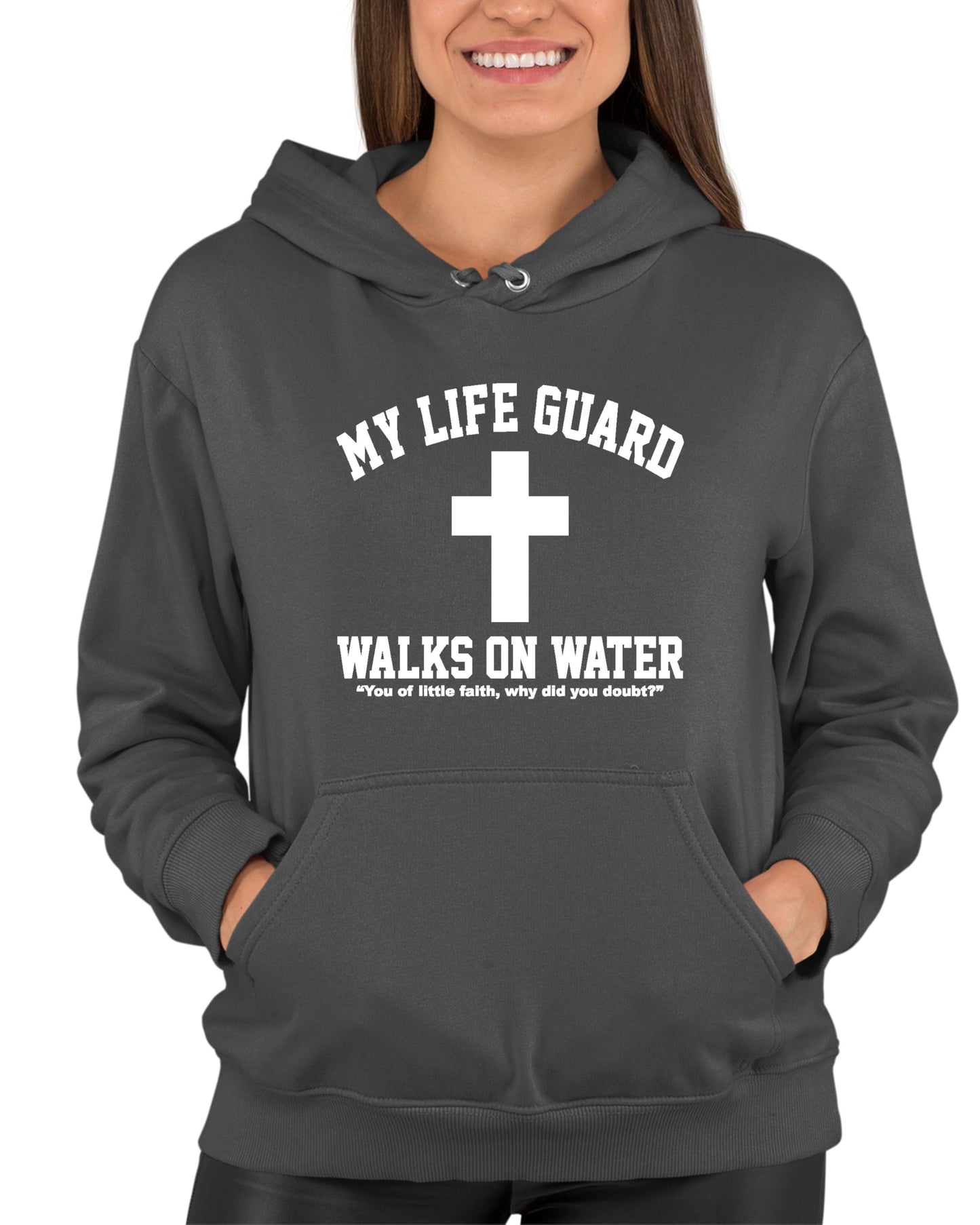 Go All Out Large Red Mens Jesus Walks On Water Christian Easter Gift Idea Sweatshirt Hoodie