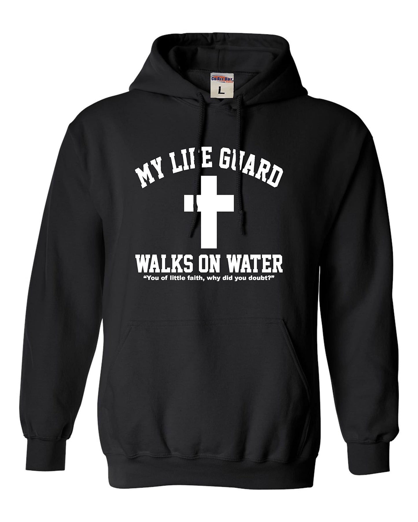 Go All Out Large Red Mens Jesus Walks On Water Christian Easter Gift Idea Sweatshirt Hoodie