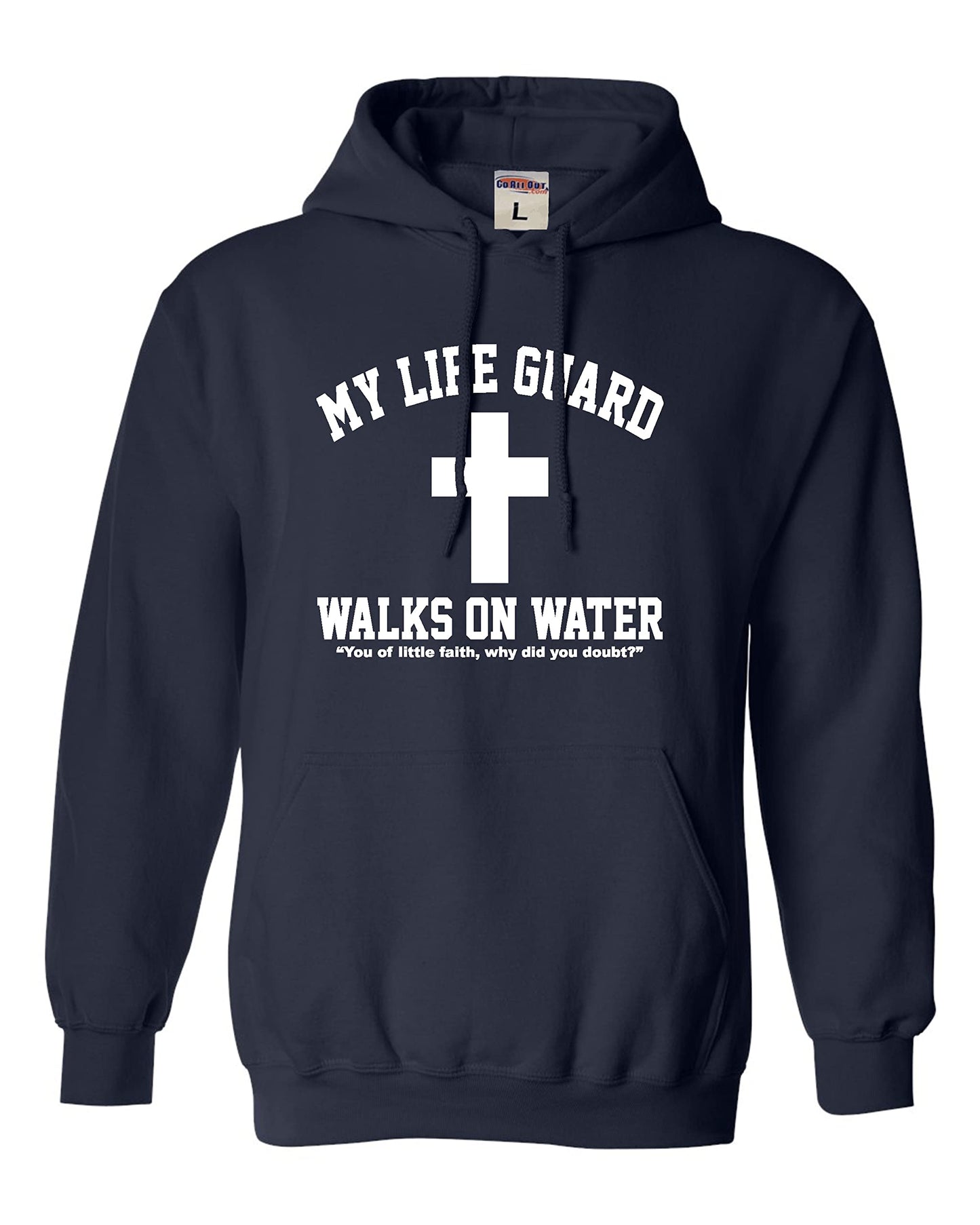 Go All Out Large Red Mens Jesus Walks On Water Christian Easter Gift Idea Sweatshirt Hoodie