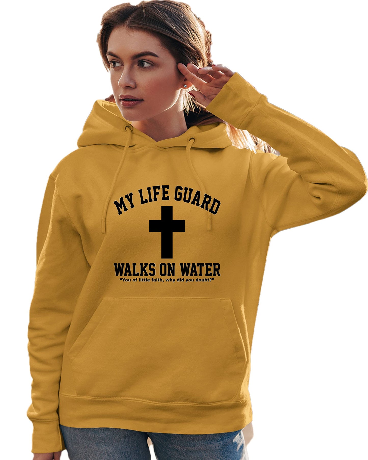 Go All Out Large Red Mens Jesus Walks On Water Christian Easter Gift Idea Sweatshirt Hoodie