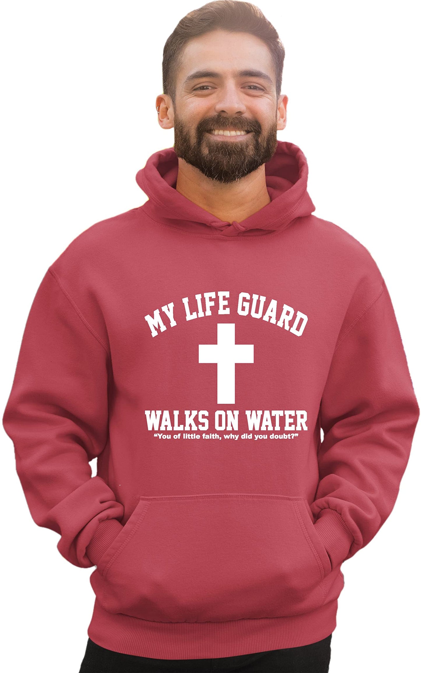 Go All Out Large Red Mens Jesus Walks On Water Christian Easter Gift Idea Sweatshirt Hoodie
