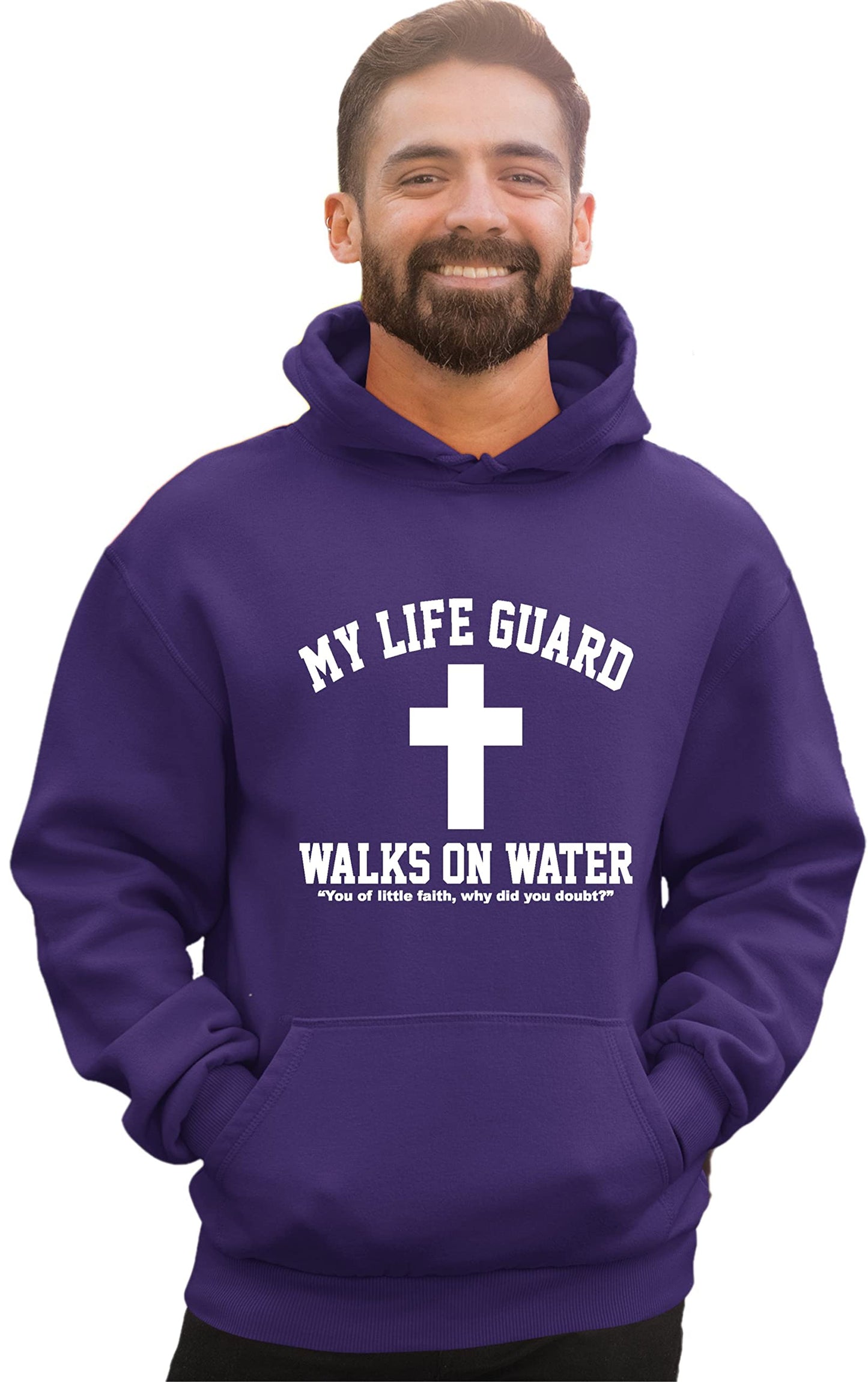 Go All Out Large Red Mens Jesus Walks On Water Christian Easter Gift Idea Sweatshirt Hoodie