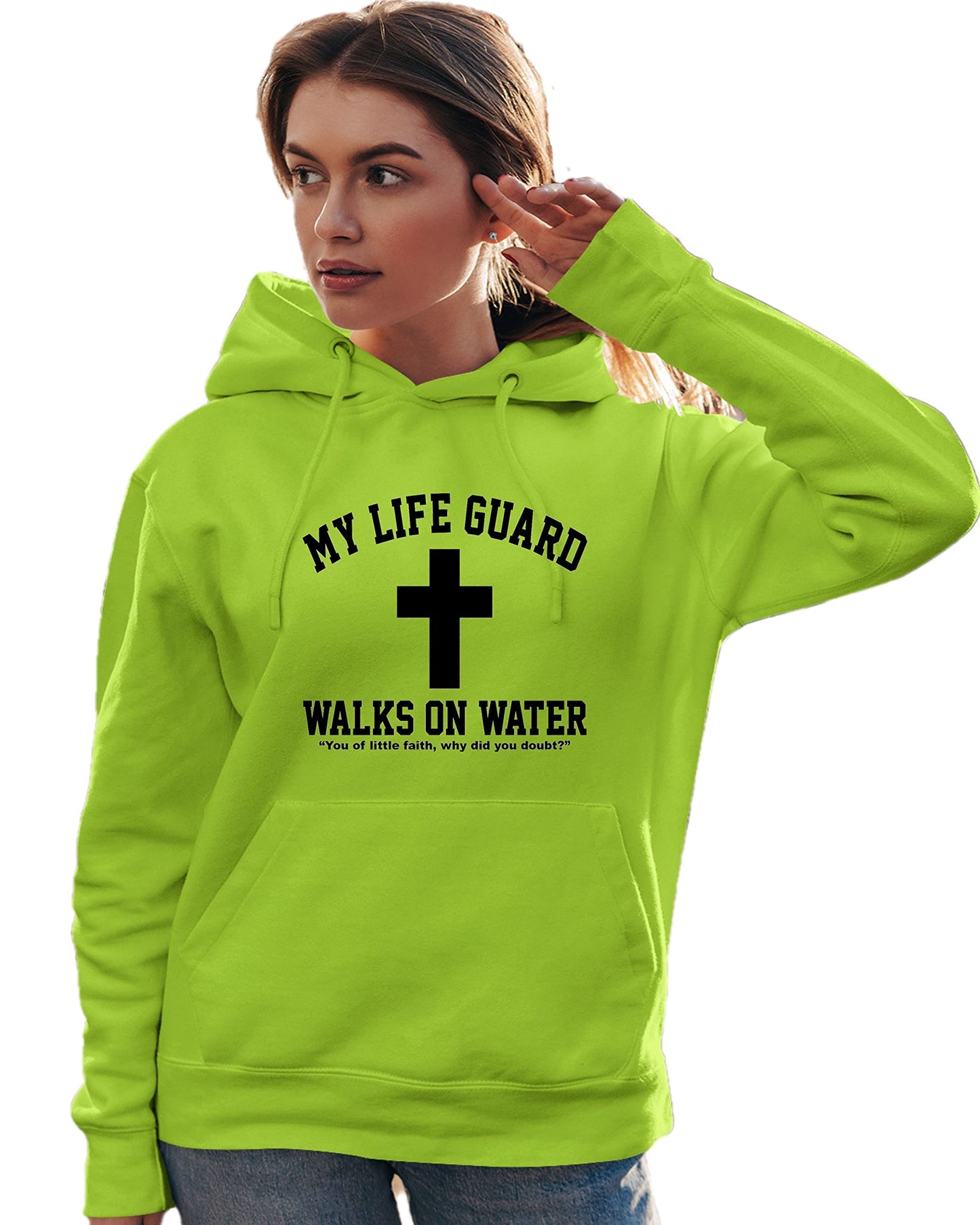 Go All Out Large Red Mens Jesus Walks On Water Christian Easter Gift Idea Sweatshirt Hoodie