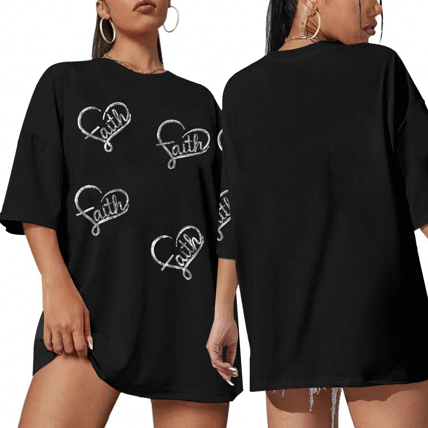 BANGELY Faith Over Fear Shirt Women Graphic Shirts Oversized Workout Gym Christian Religious Tees Drop Shoulder Tee Tops Grey