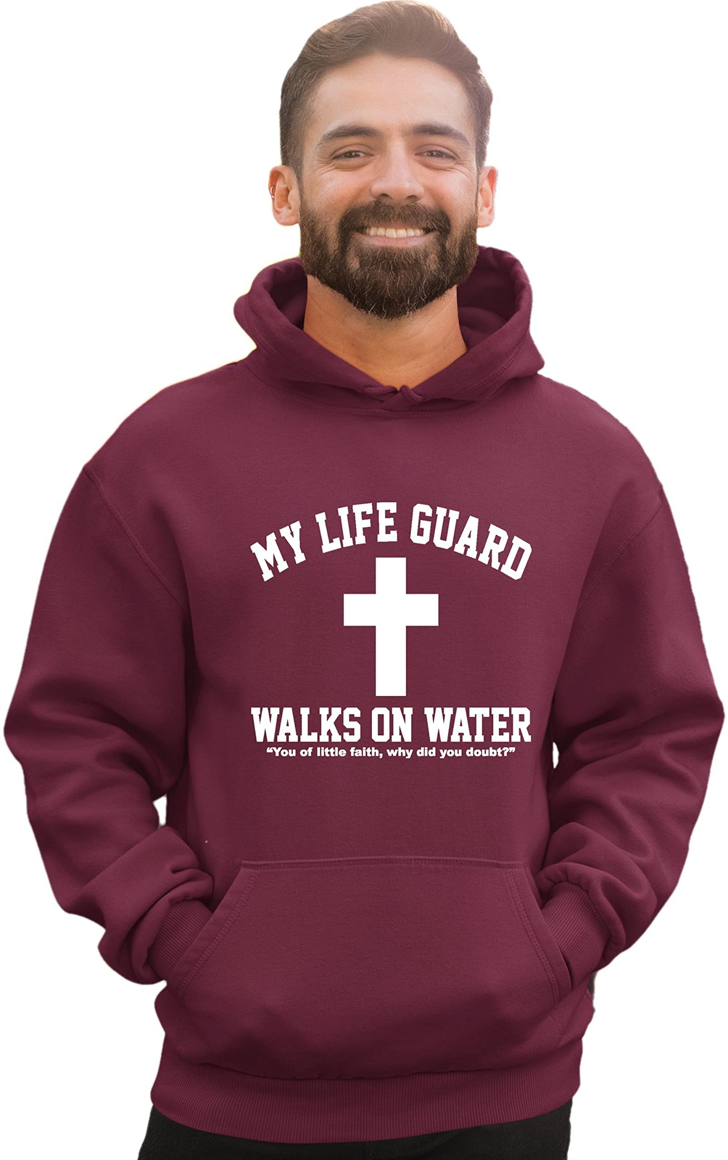 Go All Out Large Red Mens Jesus Walks On Water Christian Easter Gift Idea Sweatshirt Hoodie