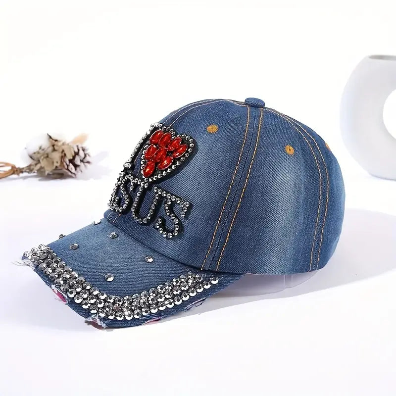 Trendy Rhinestone Baseball Cap