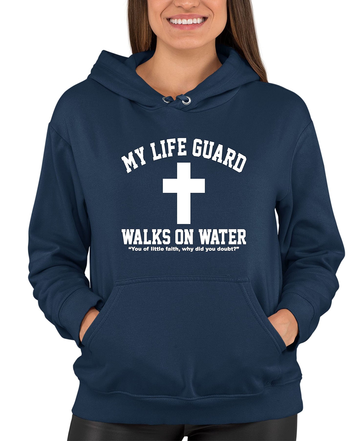 Go All Out Large Red Mens Jesus Walks On Water Christian Easter Gift Idea Sweatshirt Hoodie