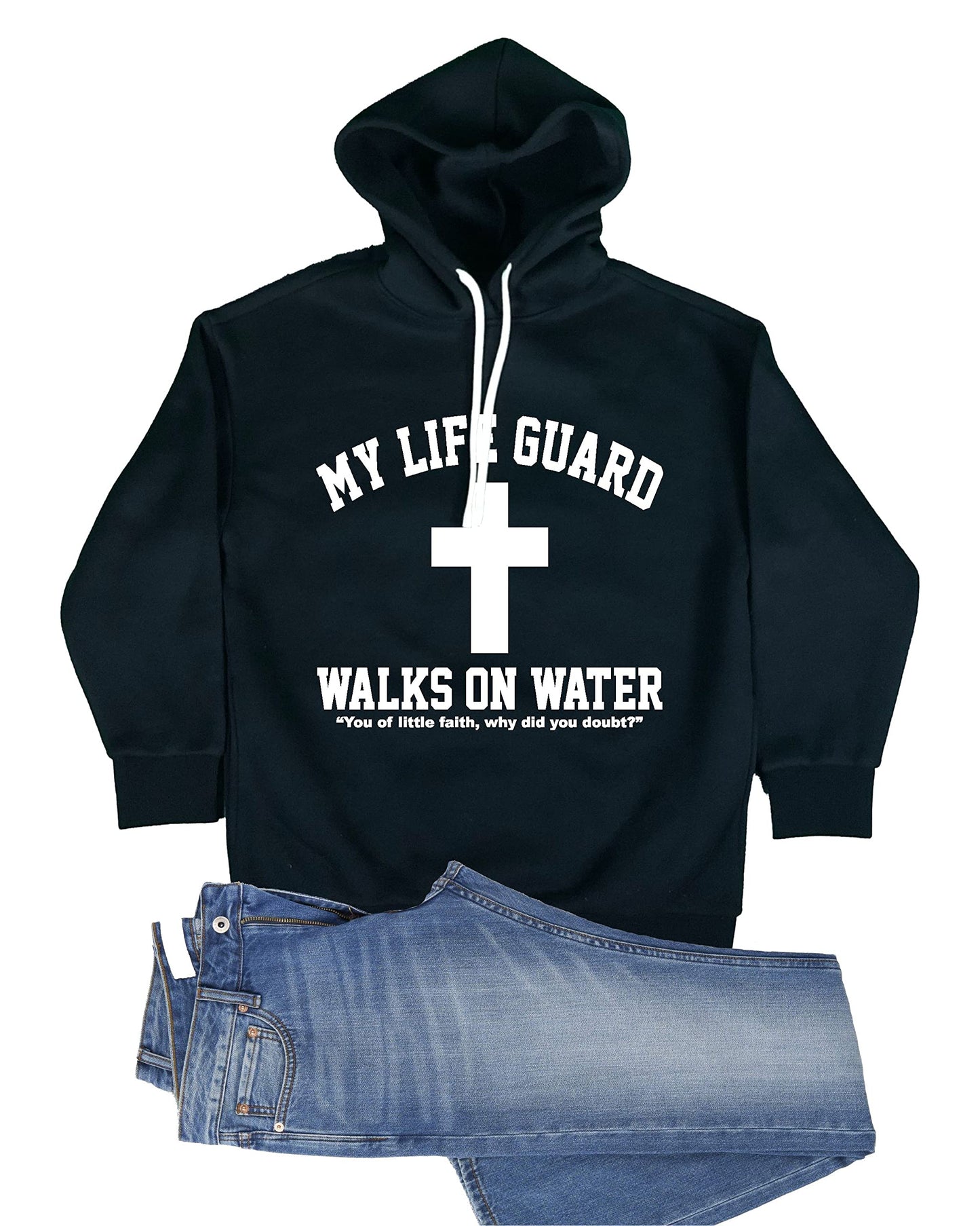 Go All Out Large Red Mens Jesus Walks On Water Christian Easter Gift Idea Sweatshirt Hoodie