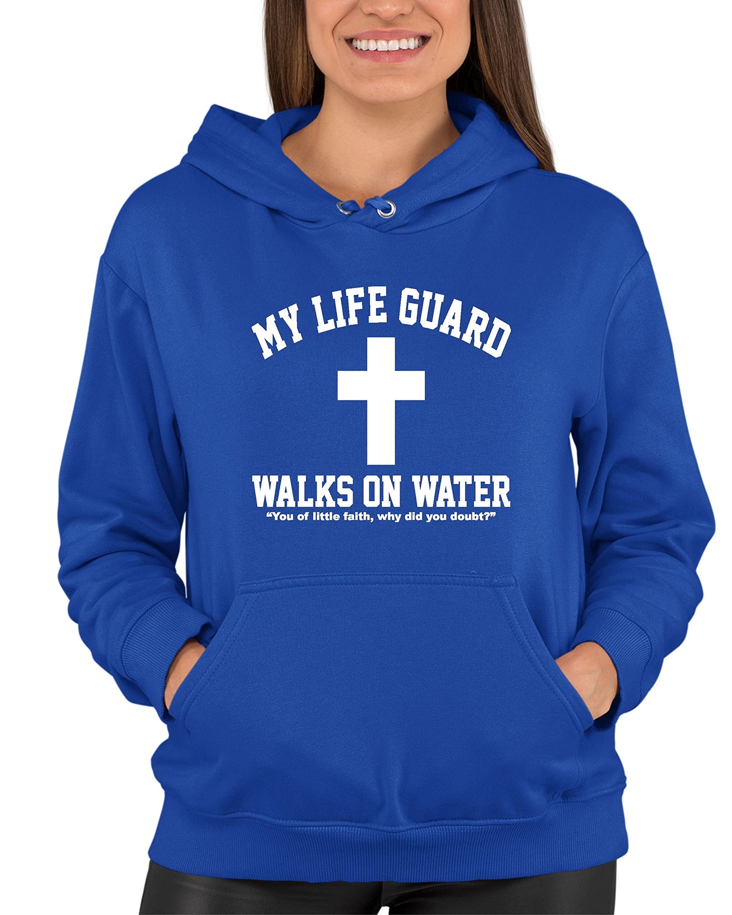 Go All Out Large Red Mens Jesus Walks On Water Christian Easter Gift Idea Sweatshirt Hoodie